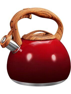 GGC 3.1QT Cherry Red Stainless Steel Whistling Tea Kettles For Kitchen Stove Top